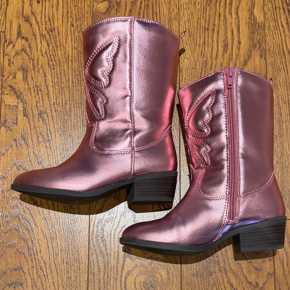 Pink Metallic Cowboy Boots - size 1